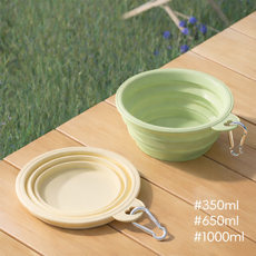 리브온 접이식 강아지 물그릇 산책 캠핑 2개, 1세트, 그린 베이지