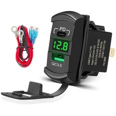 나 USB C 로커 스위치 삽입 2V 24V 30W A PD 콘센트 소켓 LED 전압 디스플레이 8W QC 30 해상 자동차 트럭 밴 보트 RV 오토바이 ATV용 충전기 교체