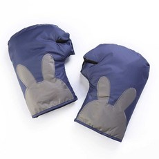 토끼 방한 토시 핸들 워머 배달 대행 바이크 스쿠터 오토바이 장갑 손 비닐 방수 귀여운, 프리사이즈, 그레이토끼/네이비