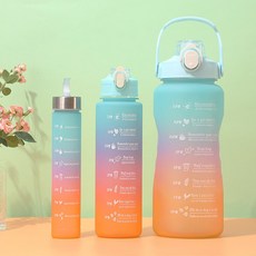 빛나는 판다 HWstork 그라데이션 스포츠 물병 3개 세트 레드 1세트 2000ml, 블루 × 2000ml × 1세트