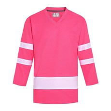 Pullonsy Blank 남성용 아이스 하키 저지 성인용 유니 정통 팀 게임 셔츠 긴소매 스포츠 팬 탑 골드 저지-블랙 스트라이프 S 309793, XXL, 핑크 저지-화이트 스트라이프