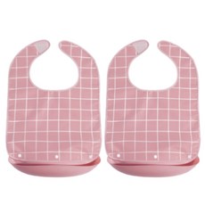 우아한클릭 방수 성인용 턱받이 벨크로형, 2개, 핑크+핑크