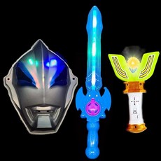 發光賽羅奧特曼面具兒童發光寶劍玩具 - 歐布羅索烈火奧特曼刀劍角色扮演套裝, 捷德面具+變聲器+藍色聲光劍, 1個