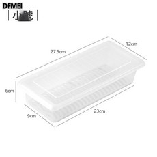 DFMEI 日式冰箱冷凍魚肉瀝水廚房分類收納盒塑料長方形帶蓋冷藏盒, 1個