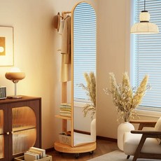 그레이리빙 360도 회전 행거 수납 옷걸이 스탠드형 전신거울 원목 원목색, N. 컬러특대 사이즈 50x50x172x 롤러 스타일