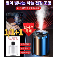 1/1+1 스마트 조명 내장 차량용 디퓨저 차량용 디퓨저 가습기, [1+1]쿨롱*1+힐튼*1(2개), C5