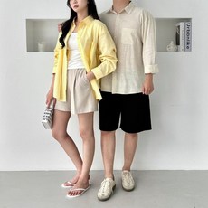 루즈핏 선셋 린넨 셔츠 긴팔 블라우스 - 편안한 스타일