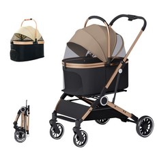 可拆卸式寵物外出推車，多功能大空間寵物手推車，可摺疊寵物推車, 803升級款寵物推車 卡其色, 1個