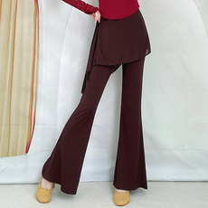 페이준 여성 댄스복 바지 하이웨스트 리본 와이드 팬츠 클래식 댄스 트레이닝 라인댄스복 팬츠 YF103120