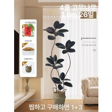 화분 소파 장식 대형 자연친 바이오닉 모조녹색 고무나무 식물 실내 흑금강, 1.8m 4줄기 블랙+잔디 볼