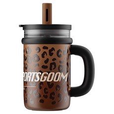 굼 이중 스테인리스 보온 텀블러, 1개, 570ml, 레오파드