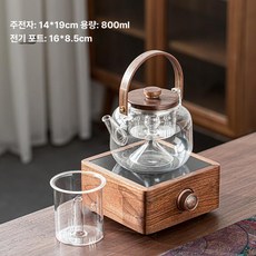 내열유리 주전자 스토브 티메이커 세트, 스토브 + 평평한 (이중 내부 라이너)