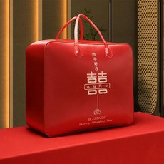 빨간색 웨딩 이불 보관 가방 휴대용 면 축하, O. 백년동심 (공단 옥스포드 단독 만침 자수)