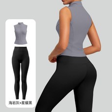 立領無袖緊身運動套裝 修身顯瘦透氣健身瑜伽服