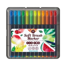 雄獅 BP-36/24 BP-36/36 BP-36/48 軟頭水彩筆 (24色 / 36色 / 48色) – 色彩鮮明、筆觸滑順、安全無毒, 1個, BP-36/24 (24色), 24色