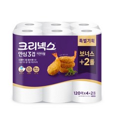 크리넥스 안심 3겹 키친타올 120매 4+2 6롤, 6세트