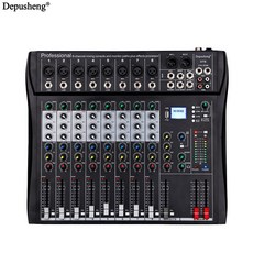 전문 오디오 사운드 믹서 Depusheng DT8 채널 블루투스 USB 48V 팬텀 믹싱 콘솔 PC DJ 앰프 가라오케, 1)DT8-US PLUG