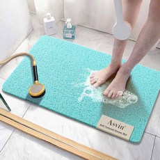 ASVIN 부드러운 질감의 욕조 샤워 욕조 61X40 편안한 6CM 프탈레이트 배수구가 빠른 미끄럼 직사각형 프리 PVC 있는 욕실 매트 24X16인치 건조 수세미 방지, 24" x 16" (Rectangular), 초록색.