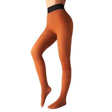 Caprilite 여성용 플리스 안감 타이츠 페이크 반투명 레깅스 하이 웨이스트 팬티 스타킹 시어 두껍고 따뜻한 타이츠 여성용 2쌍 인비저블 크로치-블랙+브라운