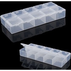 알약 함 10구 투명 직사각 10칸 pp 약통 케이스 보관함 휴대용 여행용, 1개