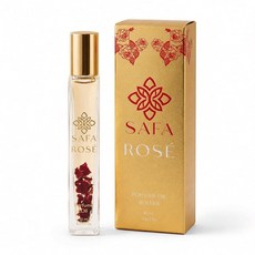 SAFA Rosé 유기농 로즈 오일 향수 롤러 | 불가리아 다마스크 및 인도 장미 꽃잎 여성 남성용 10mL 오래 지속되는 무독성 알코올 프리 여행 친화적