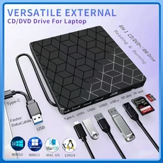 7 in 1 USB3.0&타입 C CD DVD 레코더 플레이어 외장 버너 광학 드라이브 휴대용 리더 (노트북 데스크탑 노트북용), 상세페이지 참조