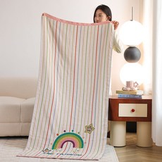 母嬰級A類卡通純棉紗布浴巾 吸水速乾不掉毛 可愛全棉加厚洗澡裹巾, 開心狗【吸水速幹】,80*160cm【母嬰級A類】, 1個