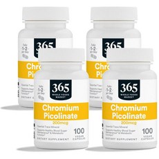 365 홀푸드마켓 크롬 피콜리네이트 200mcg 100정, 4개