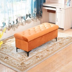 침대 벤치 침실 엔틱의자 80x40x45 소파벤치 의자 보조 연장 베드, 120x43x40 비수납, 오렌지
