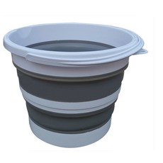 優選樂購 30L折疊桶 新款加厚洗衣桶 泡腳桶 便攜硅膠蓄水桶 臟衣藍洗車桶 提水桶 收納水桶 折疊水桶 摺疊水桶 儲水, 灰白色15升摺疊桶提手款無蓋, 1個