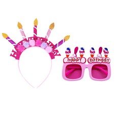 생일 파티 축하 안경 머리띠 세트, 1세트, 핑크색