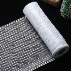聖誕絲帶綵帶 聖誕樹裝飾場景佈置pp網紗紗帶, 白色 銀蔥絲,26cm x10碼, 1個