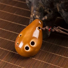 1조각 오카리나 6 홀 작은 소프라노 C 톤 초보자 관광 기념품 교육 미니 세라믹 펜던트, 03 Brown