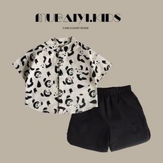 男童夏裝套裝2025新款帥氣兒童夏季短袖洋氣男寶寶夏天時髦衣服