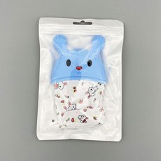 DFMEI 嬰兒硅膠牙膠手套寶寶磨牙咬膠拳套卡通多色手套, 1個, 如圖, 藍色