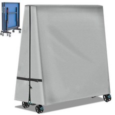 탁구 테이블 커버 600D 튼튼한 방수 야외 및 실내 접이식 2.7 x 1.5m(9 5피트) 탁구대, 회색