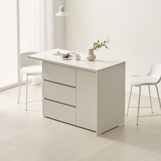 데코라인 오르세 세라믹 아일랜드식탁 서랍형 홈바 테이블 주방 보조 조리대 1200, 화이트, 색상:화이트