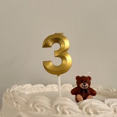파티굿즈 빅 골드 숫자초 생일파티 기념일 100일 200일 300일 생일초 케이크, 1개, 숫자3