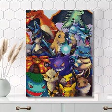 포켓몬 보석십자수 DIY 제작 집콕 비즈 어린이 캐릭터 공예 장식 캔버스, 1개, 50x70cm