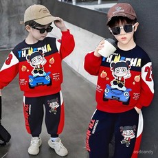 哪吒衣服男童衛衣春秋套裝，臺灣出貨，新款洋氣寶寶兒童休閒兩件套