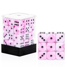 해외 Handan 24팩 16MM 6면 주사위 세트 반투명 색상 D6 게임 Yahtzee Bunco 또는 교육 수학을 위한 표준 휴대용 파우치 포함옐로우 미국매장정품+ 1723, 핑크 화이트.
