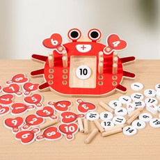 兒童十格陣數學教具 加減法數感算數益智木質玩具, 1個, 螃蟹計數器【0.34kg】