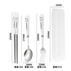 不銹鋼勺子叉子筷子 兒童禮品, 1個, 餐具三件套-卡通狗（送收納盒）