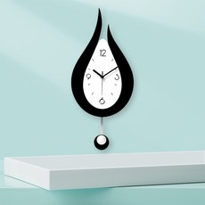 水滴亞克力掛鐘搖擺簡約時鐘家用客廳裝飾鍾靜音臥室歐式牆壁掛錶, 黑白款:如圖