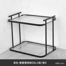 客廳廚房浴室桌面多層置物架化妝品櫥櫃鍋碗瓢盆調味料收納架擴容, 1個, 黑色小號二層架