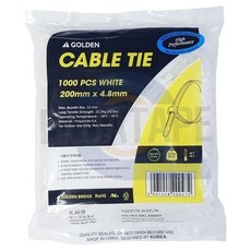 배선정리 골든 케이블타이 x 백색 1000개입 200mm 4.8mm 79000EA 1EA, 본상품
