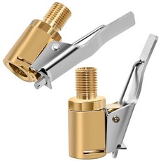 SMLBJUTE 클립 어댑터가 있는 황동 잠금 타이어 에어 척 누출 없음 스레드 타이어 에어 척 차량 타이어 팽창기 압축기 에어 펌프 밸브 연결 액세서리용 2팩