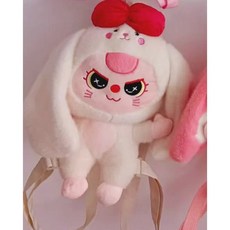 娃三歲 Baby Three 30cm背包娃娃 兔耳兒童背包 柔軟毛絨娃娃 雙肩包 可愛兒童禮物, 1個, 白