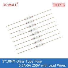 100개입 310MM 고속 유리관 퓨즈 (리드선 포함) 0.5A 1A 1.5A 2A 2.5A 3A 4A 5A 250V 축방향 고속 유리 퓨, [02] 5A