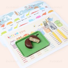 양면 어린이 테이블 매트 3종 유치원 어린이집, 해비 애니멀, 약410x280mm